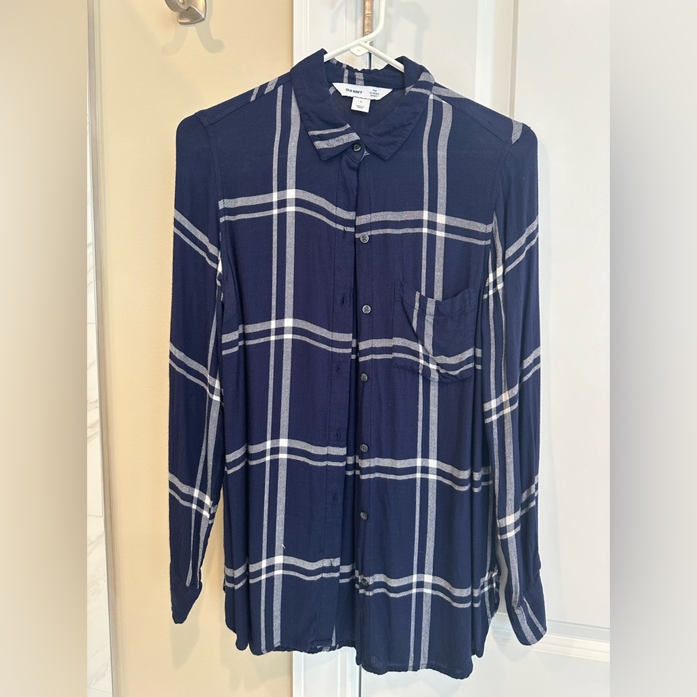 Old Navy The Classic Shirt Plaid Tunic Size Small